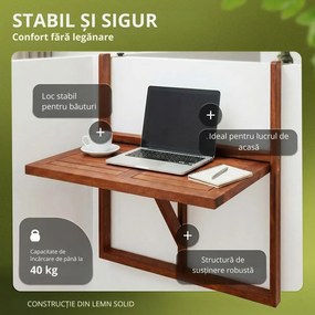 Masă suspendată pentru balcon HANS, 65x45x87cm, maro Casaria