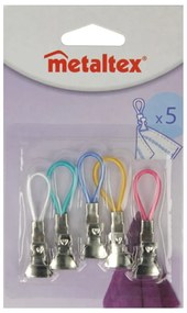 Set 5 clipsuri multifuncționale pentru prosoape Metaltex, colorate