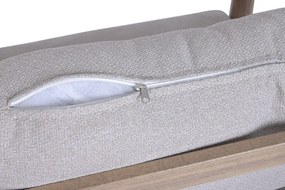 Set lounge exterior premium din aluminiu cu finisaj lemn, canapea, 2 fotolii și măsuță cu perne din olefină, „Cortina”