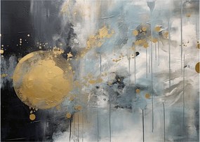 Tablou pe sticlă - Abstracție cu minge de aur (70x50 cm)