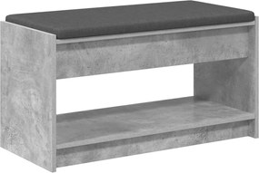 vidaXL Bancă pentru hol cu pernă cu raft Gri Beton 83 x 38 x 45 cm