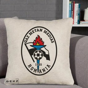 Perna Personalizata Gaz Metan Medias 1945 Fotbal, 40x40 cm, Bej Canapea, Husa Detasabila, Perna Inclusa, BEKZ®