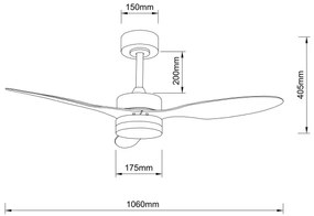 Ventilator LED dimabil de tavan Globo 03608 BLACKWELL LED/20W/230V + telecomandă