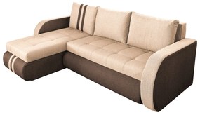 Coltar extensibil reversibil Siena Duo Maro/Bej 243x141x81 cm cu lada de depozitare