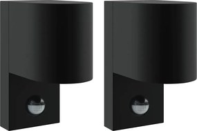 vidaXL Lumină de perete pentru exterior 2 pcs Negru 12 x 7 x 15 cm