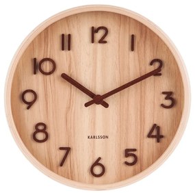 Ceas de perete din lemn de tei Karlsson Pure Small, maro deschis, ø 22 cm