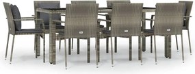 vidaXL Set mobilier grădină cu perne, 9 piese, gri, poliratan