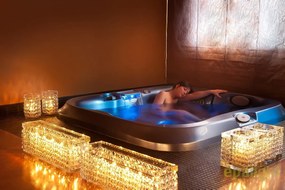 Suport pentru lumanare design LUX, realizat manual din sticla, NEFERTARI SQUARE 20x20cm