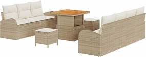vidaXL Set de canapele pentru grădină cu pernă 10 pcs Bej și crem