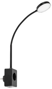 Rabalux 71284 - Aplica de perete LED dimabilă TIVRO 4W/230V cu port USB pentru priză, neagră