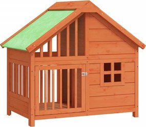 vidaXL Cușcă de câine, maro, 96x60,5x87 cm, lemn masiv de pin