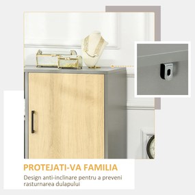 HOMCOM Dulap de Bucătărie Bufet, 4 Compartimente, 2 Uși, Rafturi Reglabile, Design Modern, Gri | Aosom Romania