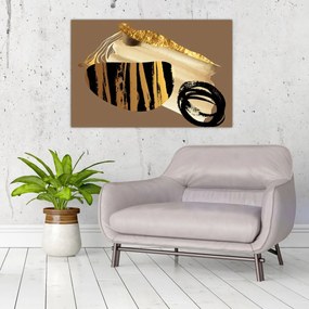 Tablou - Abstracție maro auriu N⁰2 (90x60 cm)