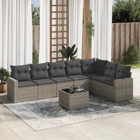 vidaXL Set canapele de grădină cu perne, 8 piese, gri, poliratan