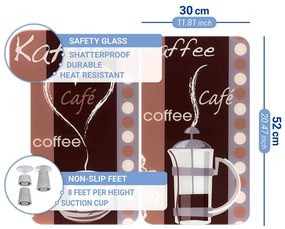 Set 2 protecții din sticlă pentru aragaz Maximex Coffee, 52 x 30 cm