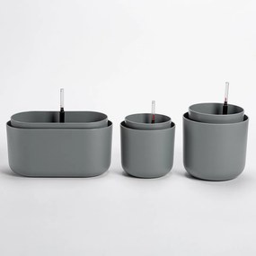 Jardinieră cu auto-irigare Plastia, gri,31 x 16 cm