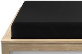 Cearsaf Jersey EXCLUSIVE cu elastic negru 200x220 cm