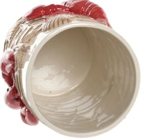 Vază decorativă mediteraneană crem și roșu din ceramică „Maloka”