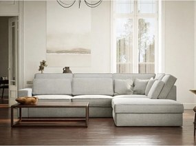 Colțar gri deschis cu tapițerie din chenille (cu colț pe partea dreaptă/în formă de ”L”) Kirou – Maison de Rêve