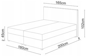 Pat matrimonial Boxspring 160x200 cm Waller Comfort (maro deschis) (cu somieră și saltea). 1056381