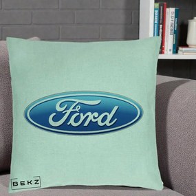 Perna Personalizata cu emblema Ford, 40x40 cm, Verde Menta, Husa Detasabila, Perna Inclusa, BEKZ®