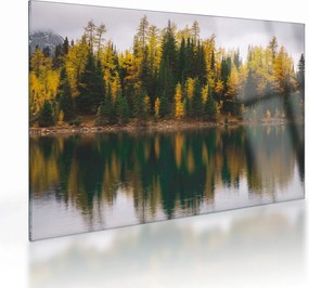 Tablou pe sticlă cu lac de pădure (70x50 cm)