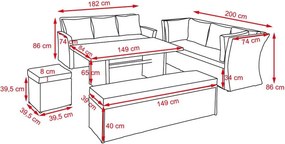 Set mobilier de grădină pentru familie Avenberg CORSICA negru/gri