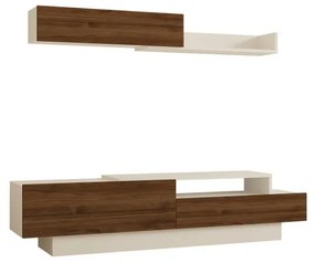 Set Mobilier Living Comoda si Polita Elda - White, Walnut