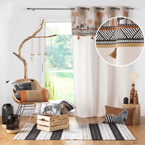 Draperie maro-în culoare naturală din bumbac 140x240 cm Kenya Lodge – douceur d'intérieur