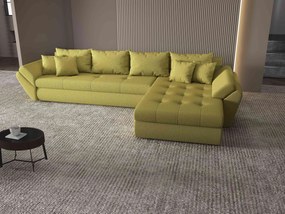 Colțar extensibil dumonde cu ladă de depozitare si sezut confortabil din spuma high-density, Loana XL Enjoy Verde II 335x185 cm