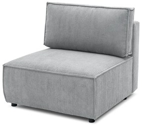 Modul pentru canapea gri deschis cu tapițerie din catifea reiată (de mijloc) Nihad modular – Bobochic Paris