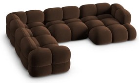 Colțar maro închis cu tapițerie din catifea (cu colț pe partea stângă/în formă de "U") Loretto – Cosmopolitan Design