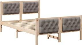 vidaXL Cadru de pat Gri taupe 120 x 190 cm Lemn de pin masiv