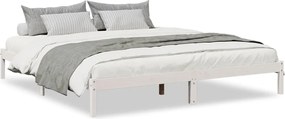 vidaXL Cadru pat foarte lung fără saltea alb 200x220 cm lemn masiv pin