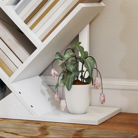 HOMCOM Bibliotecă în Formă de Copac cu 5 Rafturi și Sistem Antivărsare pentru Sufragerie Dormitor 50x24x82 cm Alb | Aosom Romania