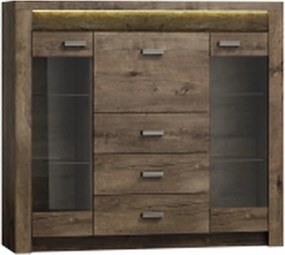 Vitrina INDIANAPOLIS I8, frasin inchis, PAL laminat/furnir ABS/metal,