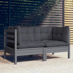 3096012  2-Seater Garden Sofa with Anthracite Cushions Solid Pinewood (806648) 1, Gri