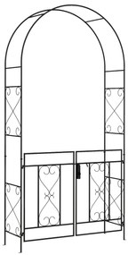 Outsunny Arcadă de Grădină cu poartă Arcadă cu rozariu Stilul Fier Forjat dim. 114L x 36l x 232H cm metal epoxidat Negru | Aosom Romania