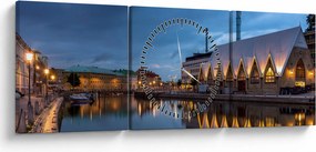 Tablou cu canalul - Göteborg (cu ceas) (90x30 cm)