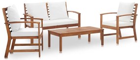 vidaXL Set mobilier de grădină cu perne, 4 piese, lemn masiv de acacia