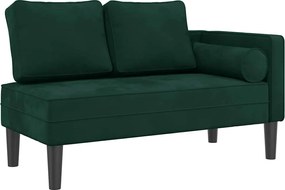 vidaXL Fotoliu șezlong cu perne, verde închis, catifea