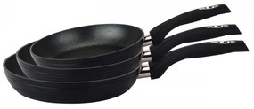 Set 3 tigai Royalty Line FM3F, 20/24/28 cm, Finisaj marmura, Inductie, Manere rezistente la caldura, Negru