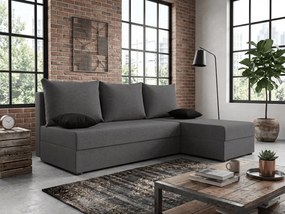 Coltar extensibil de colt VALERIO SLIM, gri inchis, reversibil, 200x140 cm + 2 perne GRATUIT