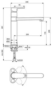 Baterie bucatarie Ideal Standard Cerafine O negru mat cu pipa inalta