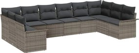 vidaXL Set de canapele pentru grădină 10 pcs Gri poliratan
