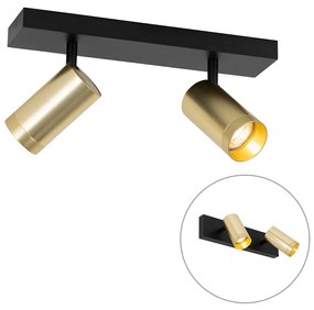 Spot de tavan negru cu auriu reglabil cu 2 lumini - Jeana Luxe