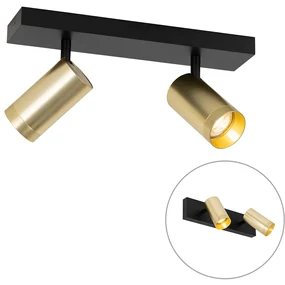 Spot de tavan negru cu auriu reglabil cu 2 lumini - Jeana Luxe