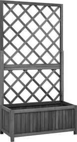 vidaXL Jardinieră colț cu spalier, negru, 70x30x135 cm,lemn masiv brad