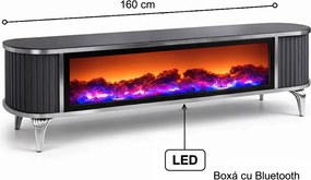 Comoda tv cu semineu Royal, cu led, 160 cm.antracit