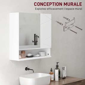 kleankin Dulap mural cu oglindă pentru baie dulap de depozitare 2 uși 55 x 17 x 55 cm alb | Aosom Romania